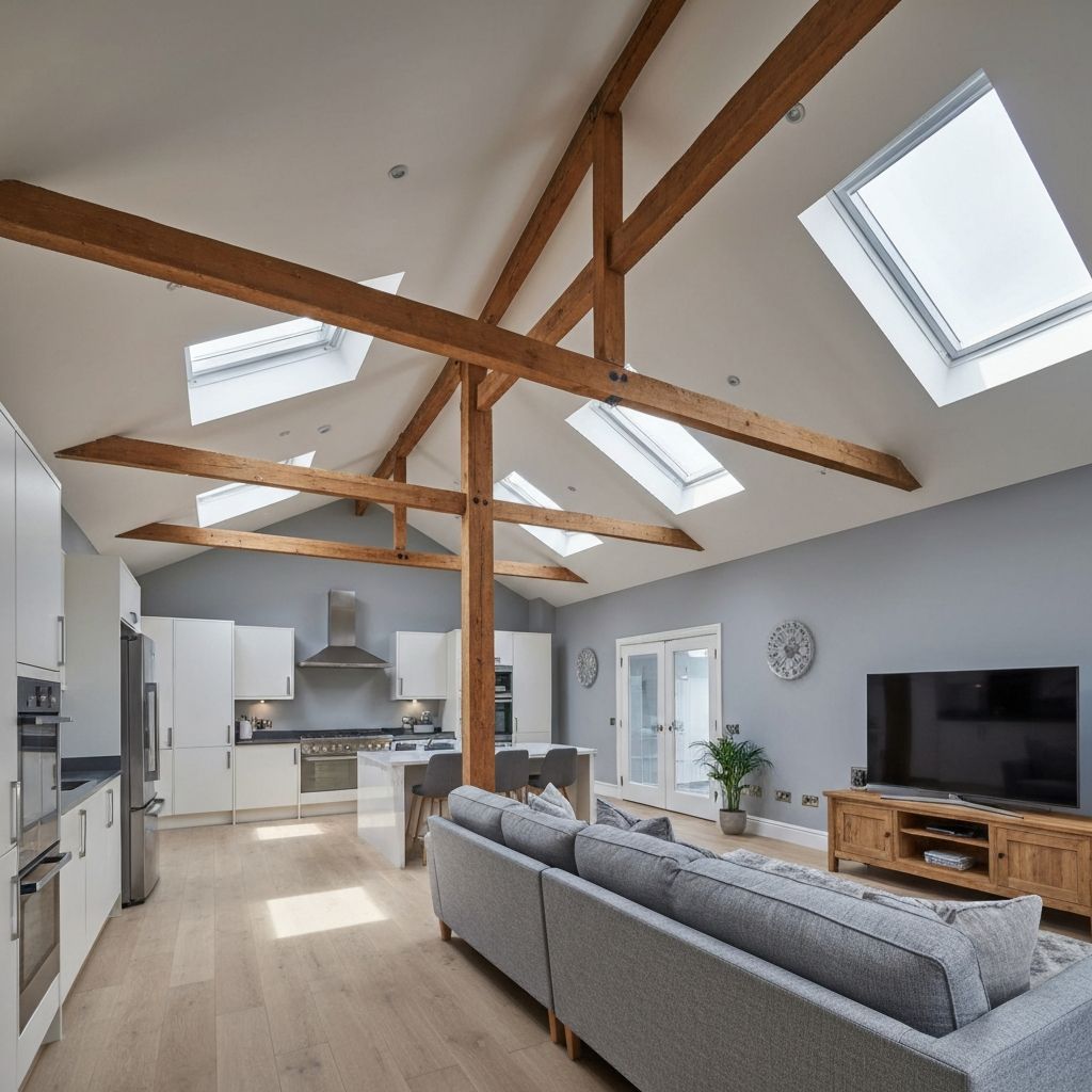 Modern loft conversion with skylights
